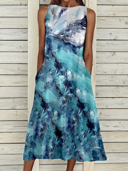 

Casuale senza maniche Dritto Abito, Blu, Maxi Dresses