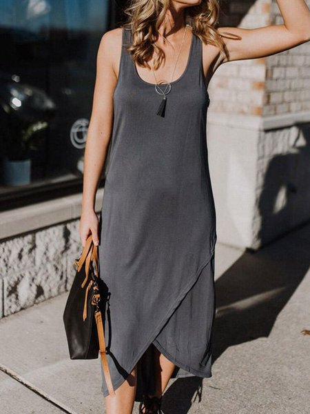 Cold Shoulder Crew Neck Holiday Knitting Dress, Gray, Mini Dresses