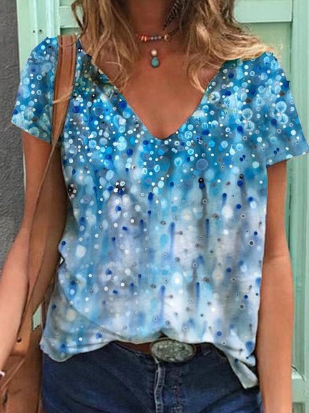 

Ombre/Tintura a nodi Casuale Top, Blu, Tops