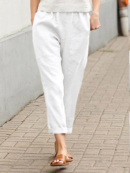 

Pantaloni Misto Cotone, Bianco, Bottoms