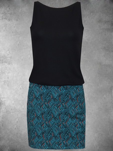 

Casual Sleeveless Round Neck Plus Size Printed Dress, Black, Auto-Clearance