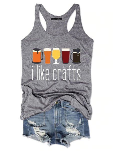 

I Like Crafts Sleeveless Cotton-Blend Women Vests, Gray, Tank Tops