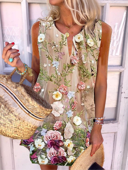 

Abito Senza Maniche maglia A-line, Cachi, Summer dresses