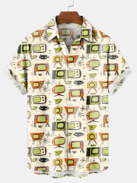 

Cat Shirt Collar Shirts, Orange, Shirts ＆ Blouse
