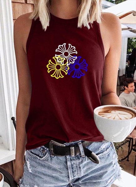 

Cross three-color printing Tank Top, Wine red, Tank Tops