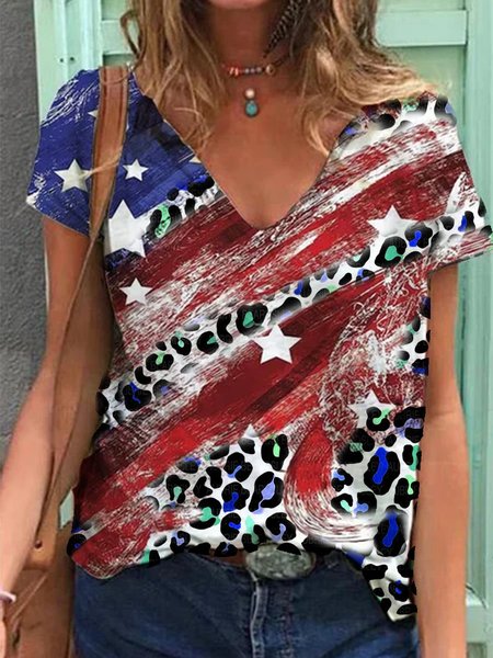 

Short Sleeve Leopard T-shirt, Multicolor, T-Shirts
