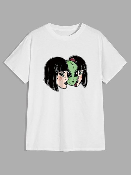 

Alien Girl Graphic Tee, White, T-shirts