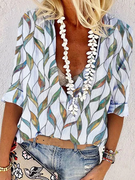 

Stampato 3/4 Manica Casuale Camicie & Top, Multicolore, Tops