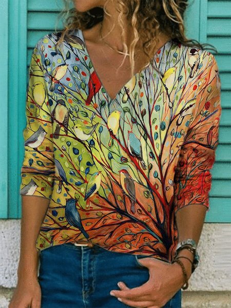 

Floreale Dritto senza maniche Scollo a V Camicie & Top, Come immagine, Blouses & Shirts