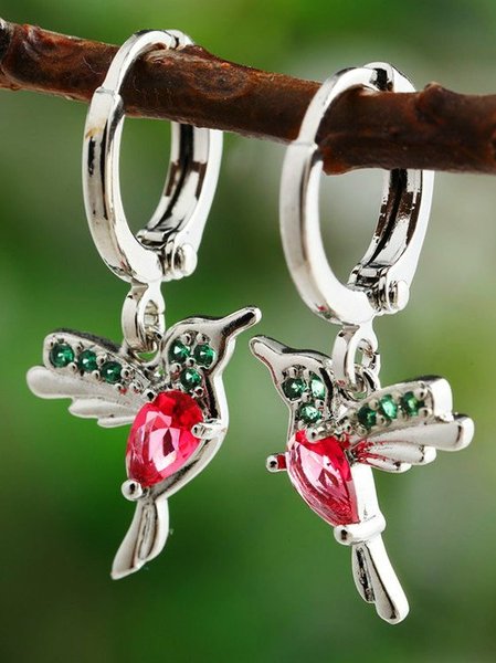

Vintage Bird-Shaped Casual Earrings, Red, Accessories