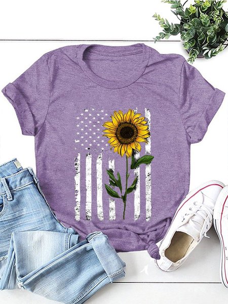 

Sunflower Short Sleeve Women Tee, Purple, Printed T-shirts