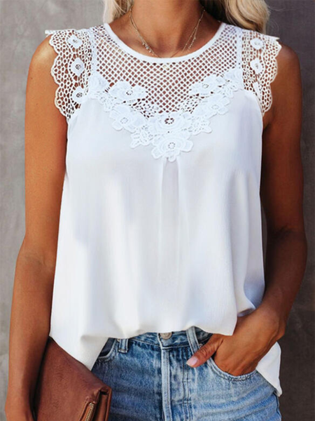 

Vacanza A-line Girocollo Quotidiano Top, Bianco, Blouses & Shirts