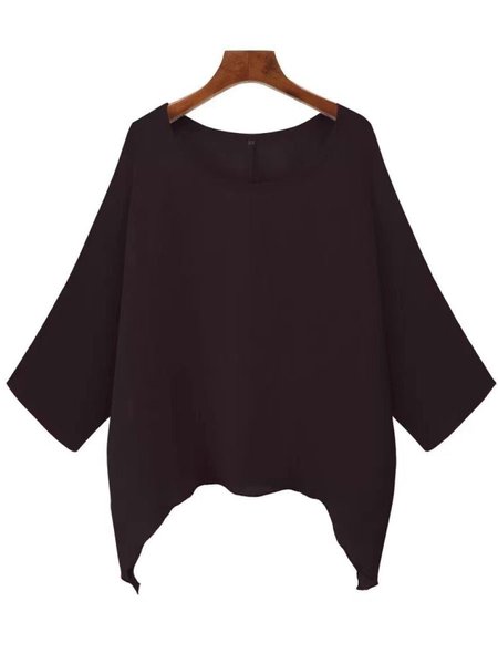 

Casual 3/4 Sleeve Tops, Black, Tops