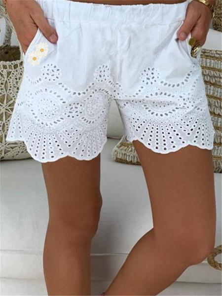 Dritto Floreale Pantaloni, Bianco, Bottoms