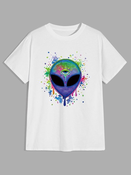 

Alien Watercolor Painting Graphic Tee, White, T-shirts