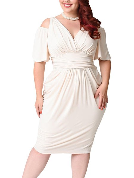 

Sexy elegant dress with off-the-shoulder waist, White, Casual Dresses