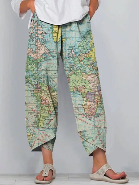 

Dritto Vintage Misto Cotone Pantaloni, Verde_chiaro, Bottoms