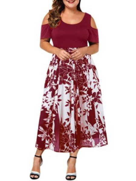 

Crew Neck Short Sleeve Elegant Weaving Dress, Wine red, Casual Dresses