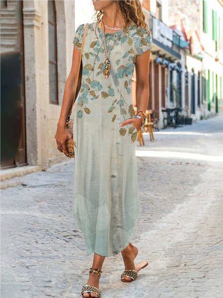

Casuale Maniche Corte Abito, Grigio, Dresses