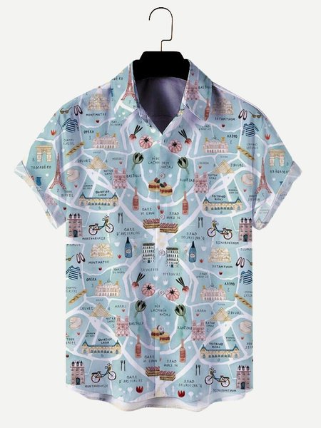 

Regular Fit Short Sleeve Casual Shirt for Men, Blue, Men's shirts