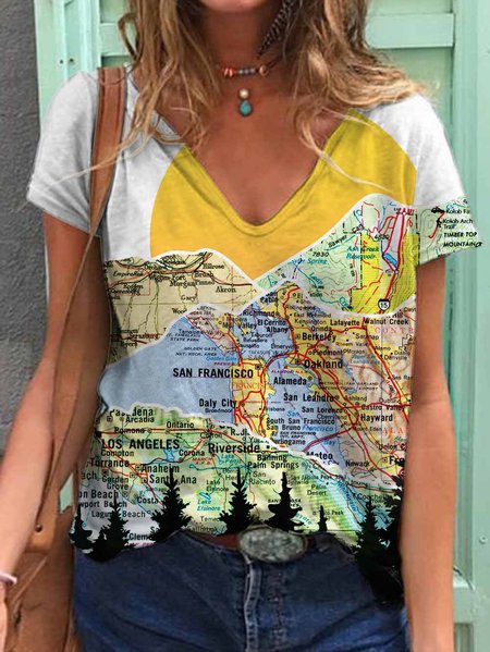 

Rolling Mountains Art Graphic Tee, As picture, T-shirts