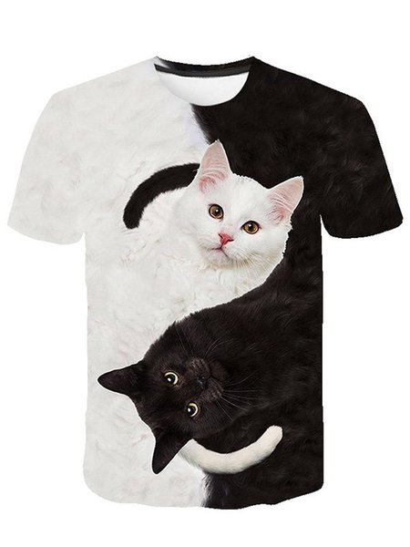 

Men's Cotton-Blend Casual Printed Shirts & Tops, Black, Men's t-shirts