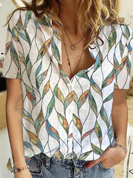 Casuale Dritto Le foglie Top, Bianco, Blouses & Shirts