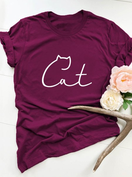

Cat Graphic Tee, Wine red, T-shirts