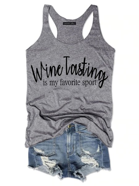 

Wine Tast Is My Favorite Sport Women Vests, Gray, Tank Tops