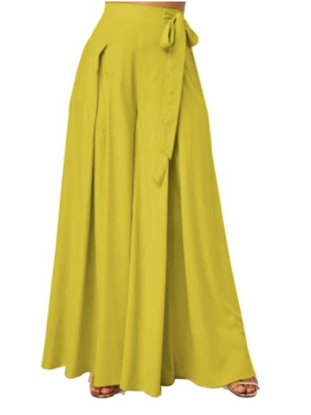

Working Shift Work Wide Leg Pants, Yellow, Wide Leg Pants
