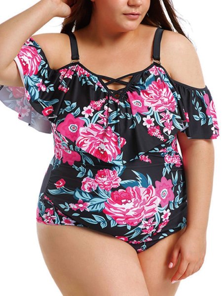 

Off Shoulder Swimsuit Top Plus size Swimsuit Top Summer, Purple, swimwear>>Tankinis