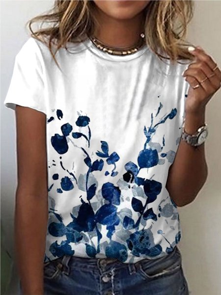 

Casuale Girocollo Maniche Corte Top, Bianco, Tops