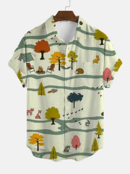 

Casual Shirt Collar Shirts, As picture, Men's shirts