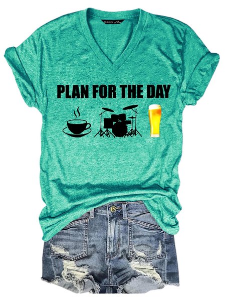 

Plan For The Day V-neck T-shirt, Grass green, T-shirts