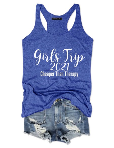 

Girls Trip Cheaper Than Therapy 2021 Tank Top, Blue, Tanks & Camis