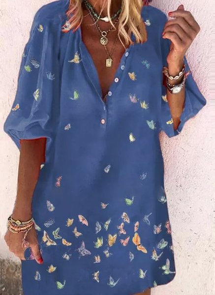 

Casual Cotton Women Dress, Purplish blue, Midi Dresses