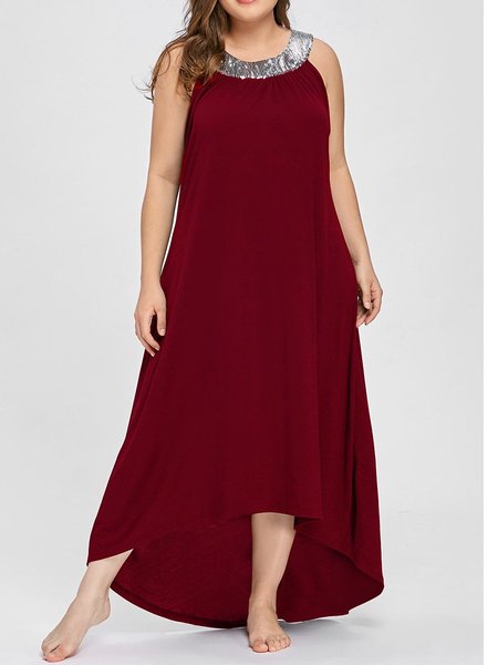 

Shift Holiday Paneled Sleeveless Weaving Dress, Red, Casual Dresses