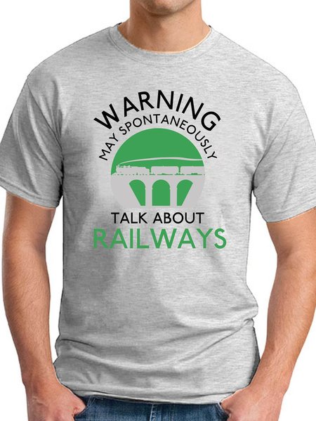 

May Spontaneously Talk About Railways Men's T-shirt, Light gray, T-shirts