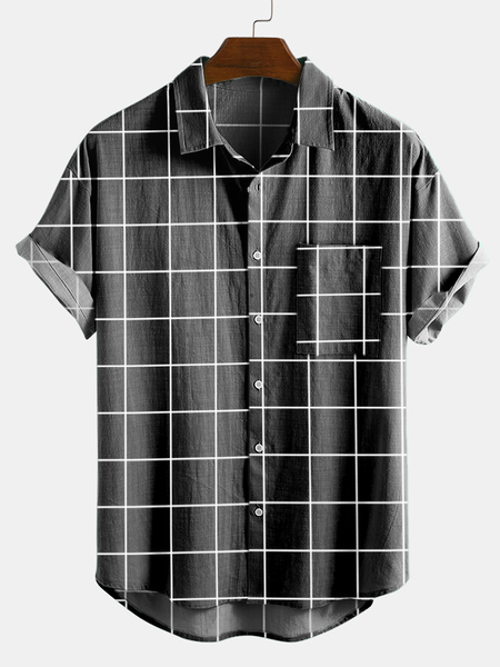 

Casual Plaid Shirts, Black, Men's Floral shirt