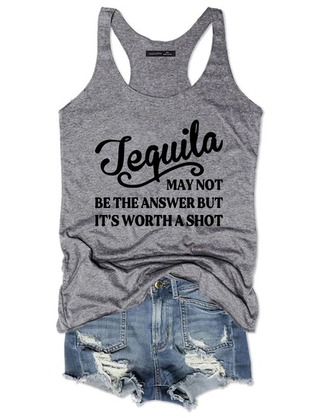 

Tequila May Not Be The Answer Tank Top, Gray, Tank Tops