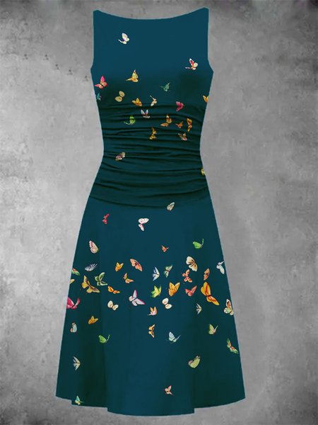 

Signora A-line Farfalla Romantico senza maniche Abito, Blu, Dresses