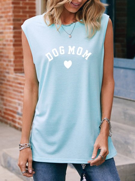 

Dog Mom Graphic Vest Top, Light blue, Tank Tops