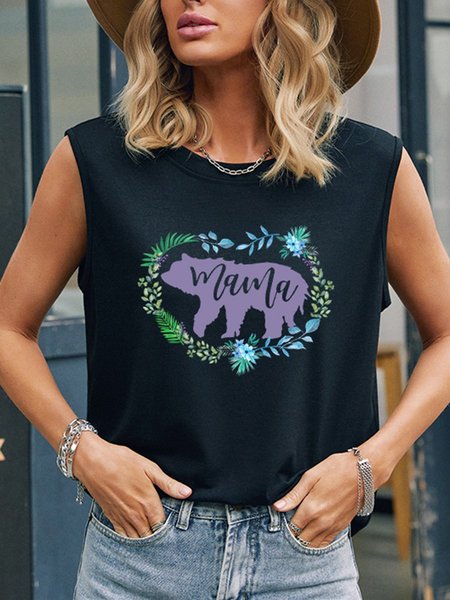 

Mother's Day Mama Bear Surrounded By Garland Vest Top, Black, Tank Tops
