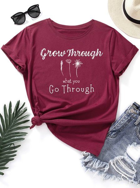 

Grow through what you go through Women's round neck T-shirt, Burgundy, T-shirts