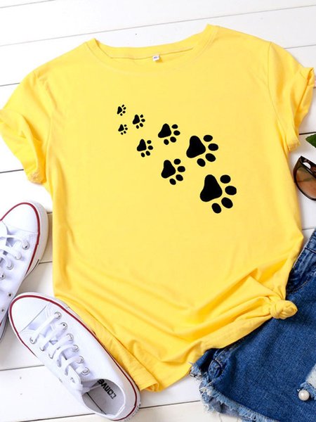 

Dog Paw Graphic Tee, Yellow, T-shirts