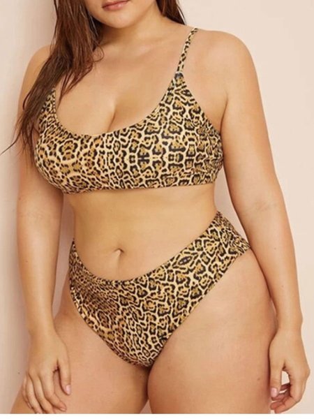 

Plus Size One piece Women's Swimsuit Two Piece Set High Waisted Hot Spring Swimsuit, As picture, swimwear>>Bikini Sets
