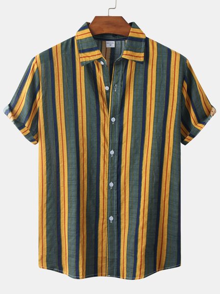 

Men's Printed Shirt Collar Vintage Shirts & Tops, Green, Shirts