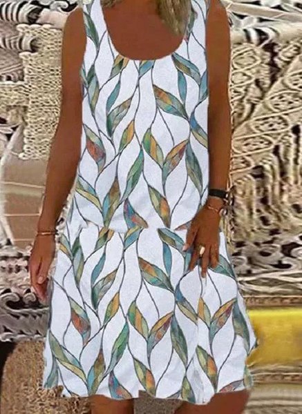 

Abito Casuale Senza Maniche, Bianco, Dresses