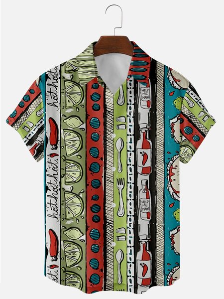 

Men's Shirt Collar Printed Casual Shirts & Tops, As picture, Men's shirts