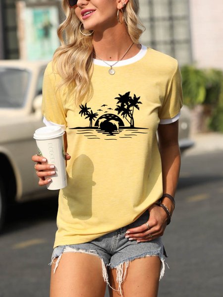 

Beach And Dolphins Tropical Summer T-shirt,, Yellow, T-shirts